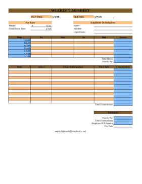 Weekly Commissions Timesheet