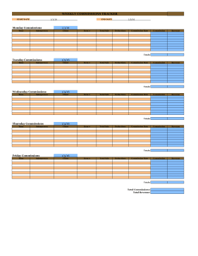 Weekly Employer Commissions Timesheet