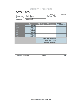 Weekly PTO Use