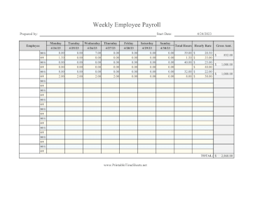 Weekly Payroll With Overtime