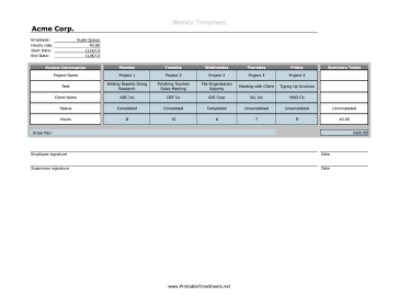 Weekly Projects Multiple Clients