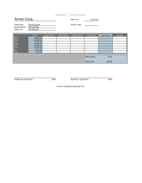 Weekly Timesheet With Approvals