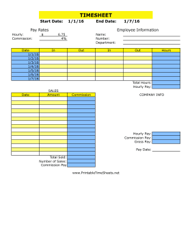 Weekly Timesheet With Commission