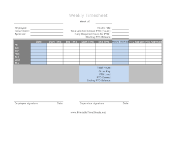 Weekly Timesheet With PTO Approval