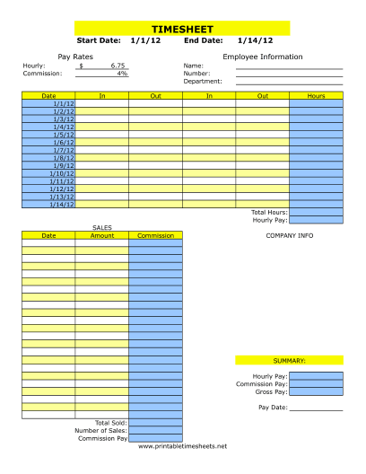 Timesheet with Commission