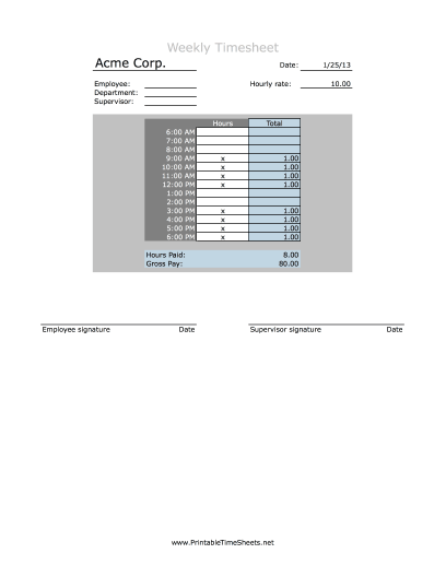 Hourly Timesheet Simple