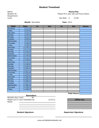 Student Timesheet