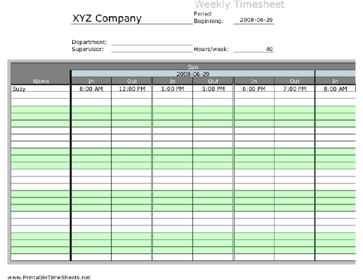 Weekly Multiple-Employee Timesheet with overtime calculation, 3 work periods