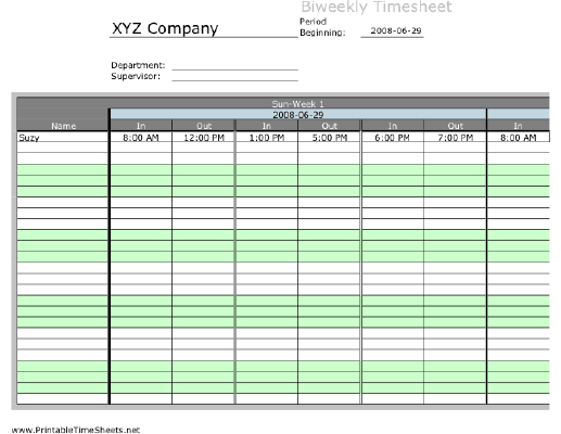 Biweekly Multiple-Employee Timesheet, 3 work periods