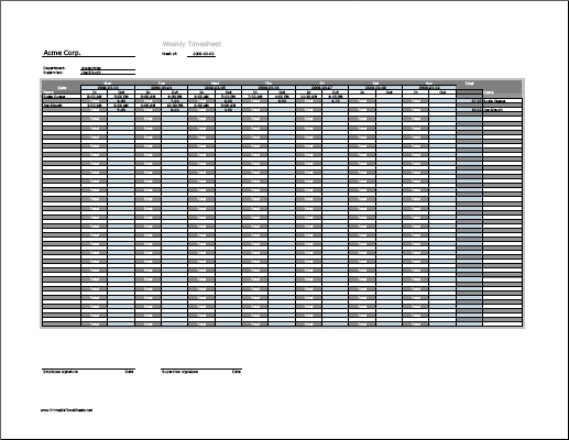 Weekly Multiple-Employee Timesheet