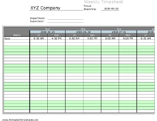 Weekly Multiple-Employee Timesheet, 1 work period