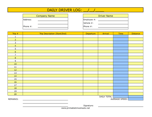 Driver Timesheet