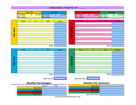 Multiple Job Timesheet