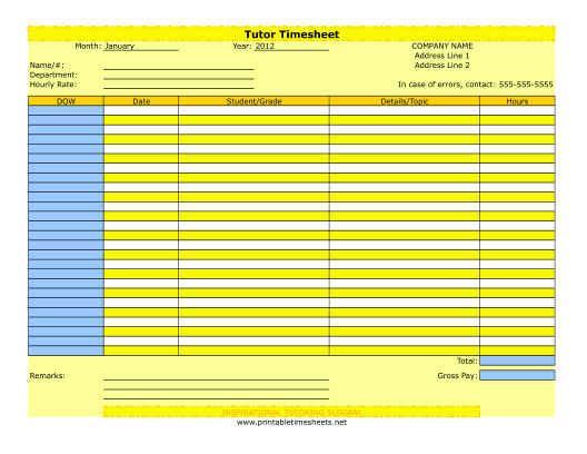 Tutoring Timesheet