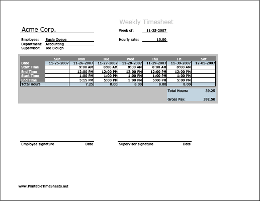 Weekly Timesheet (vertical orientation)